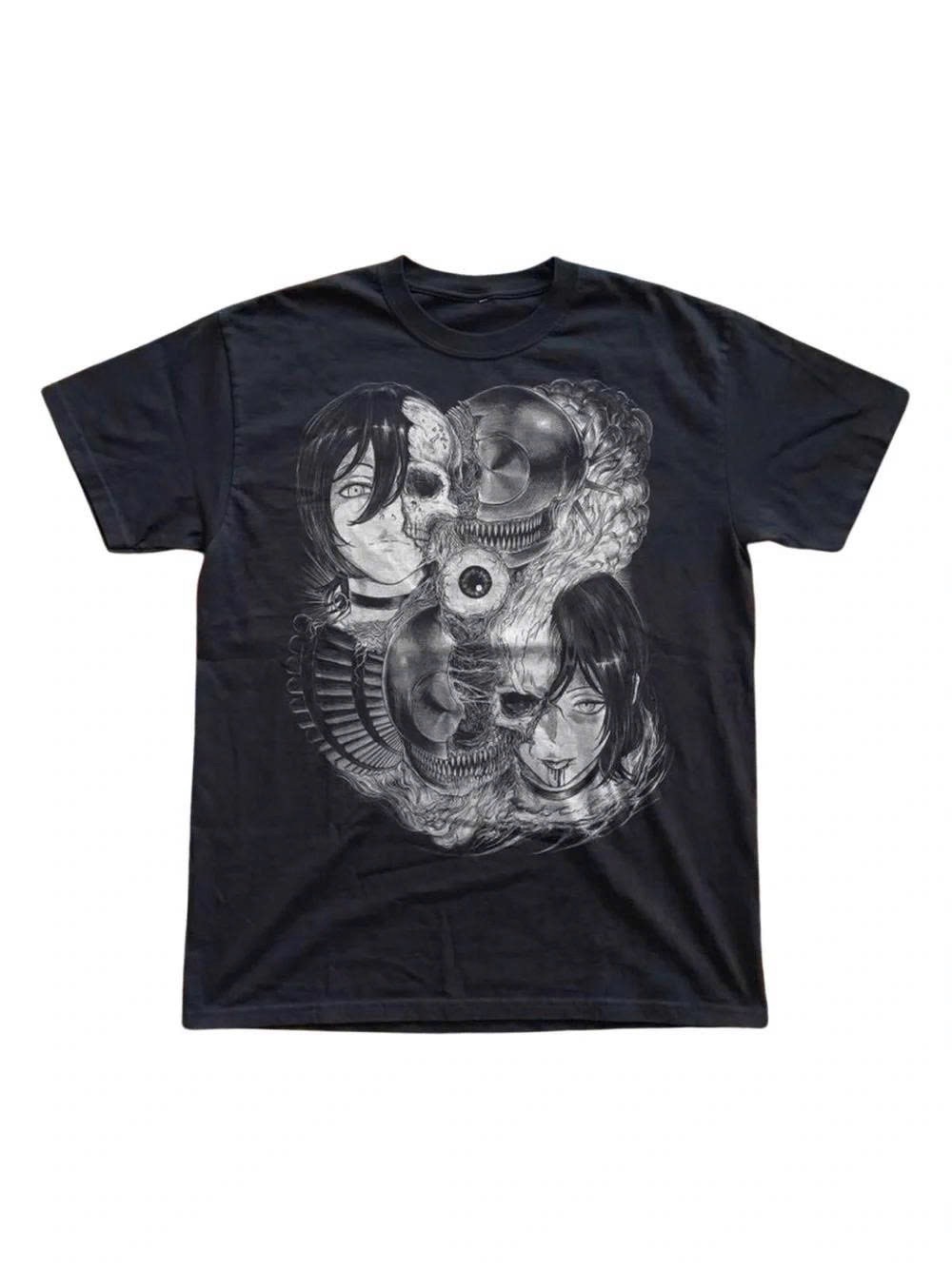 Black Graphic Skull & Faces Tee - Men